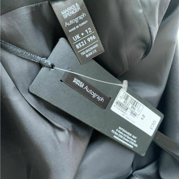 M&S Autograph Black Straight Ruched Skirt Size 12 Wrap Tailored Office - Picture 7 of 7